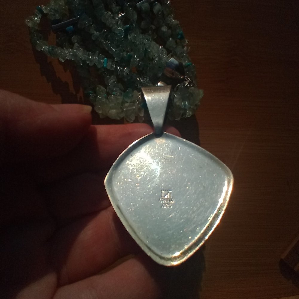 JAY KING DTR AQUAMARINE NECKLACE AND DICHROIC GLASS  PENDANT 925 STERLIN… - Picture 3 of 13